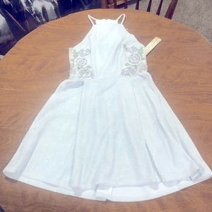 NWT Social Couture blue glittery dress size S